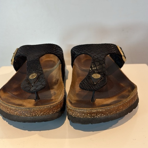 BIRKENSTOCK Gizeh SANDALS WOMEN 41 Black snake print - Picture 5 of 6